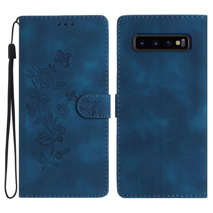Flower Butterfly Embossing Pattern Leather Phone Case, For Samsung Galaxy S10e, For Samsung Galaxy S10+, For Samsung Galaxy S10