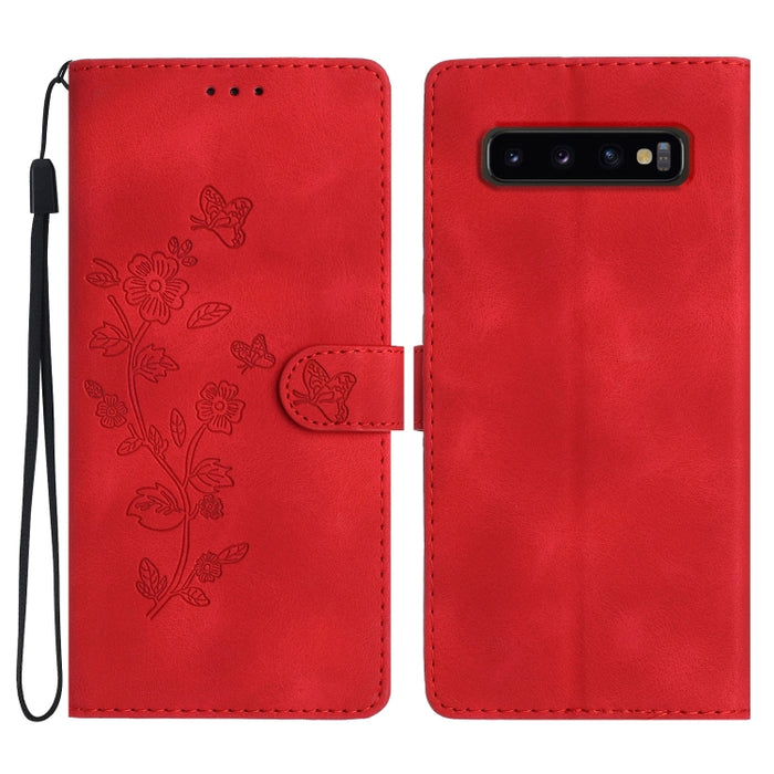 Flower Butterfly Embossing Pattern Leather Phone Case, For Samsung Galaxy S10e, For Samsung Galaxy S10+, For Samsung Galaxy S10