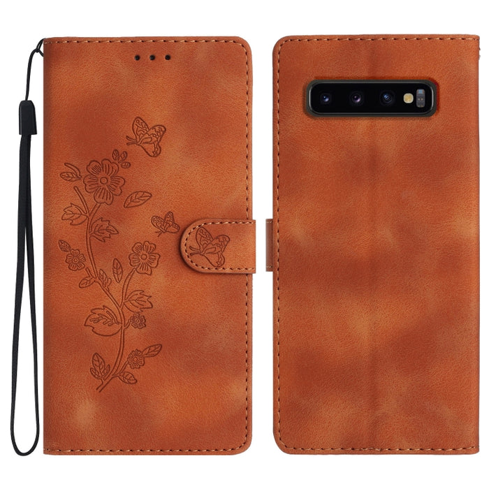 Flower Butterfly Embossing Pattern Leather Phone Case, For Samsung Galaxy S10e, For Samsung Galaxy S10+, For Samsung Galaxy S10