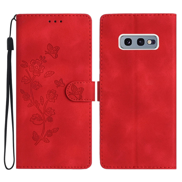 Flower Butterfly Embossing Pattern Leather Phone Case, For Samsung Galaxy S10e, For Samsung Galaxy S10+, For Samsung Galaxy S10