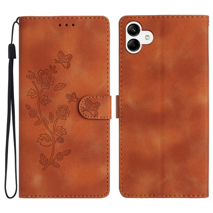 Flower Butterfly Embossing Pattern Leather Phone Case, For Samsung Galaxy S23 5G, For Samsung Galaxy A14 5G, For Samsung Galaxy A04, For Samsung Galaxy A04s, For Samsung Galaxy S20 FE, For Samsung Galaxy M53, For Samsung Galaxy M23                     ...