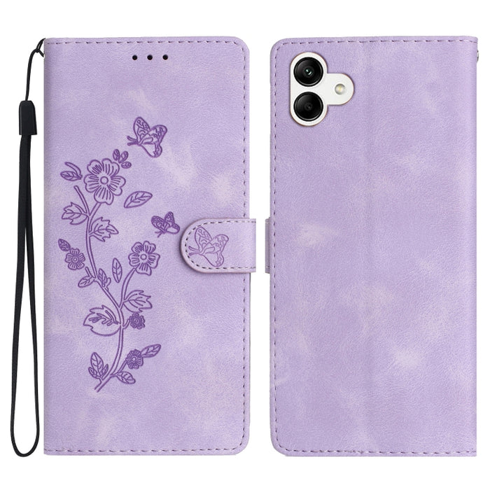 Flower Butterfly Embossing Pattern Leather Phone Case, For Samsung Galaxy S23 5G, For Samsung Galaxy A14 5G, For Samsung Galaxy A04, For Samsung Galaxy A04s, For Samsung Galaxy S20 FE, For Samsung Galaxy M53, For Samsung Galaxy M23                     ...