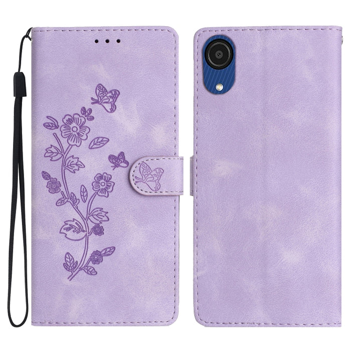 Flower Butterfly Embossing Pattern Leather Phone Case, For Samsung Galaxy A04 Core, For Samsung Galaxy A05s, For Samsung Galaxy A34 5G, For Samsung Galaxy S24 5G, For Samsung Galaxy A54 5G, For Samsung Galaxy A23e / A23s, For Samsung Galaxy A04e       ...