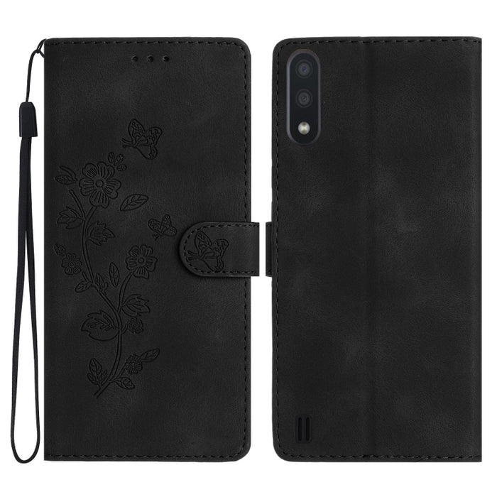 Flower Butterfly Embossing Pattern Leather Phone Case