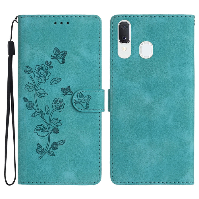 Flower Butterfly Embossing Pattern Leather Phone Case