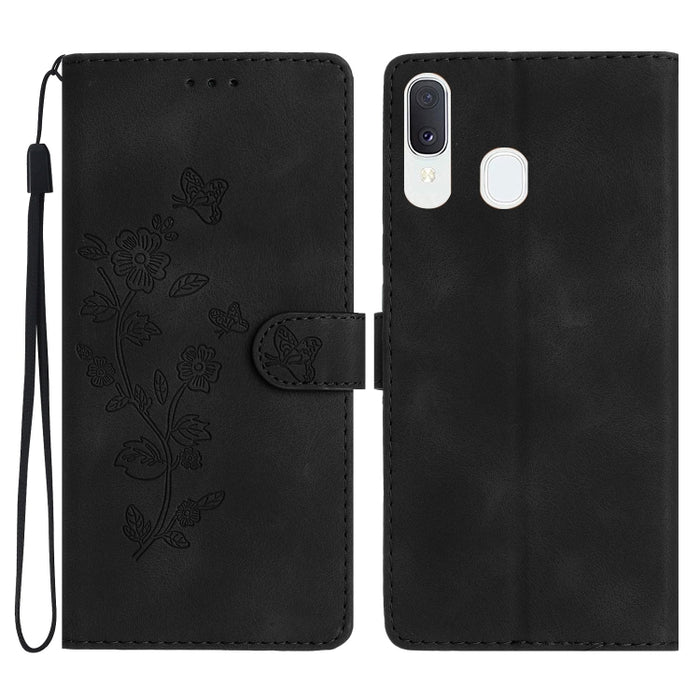 Flower Butterfly Embossing Pattern Leather Phone Case