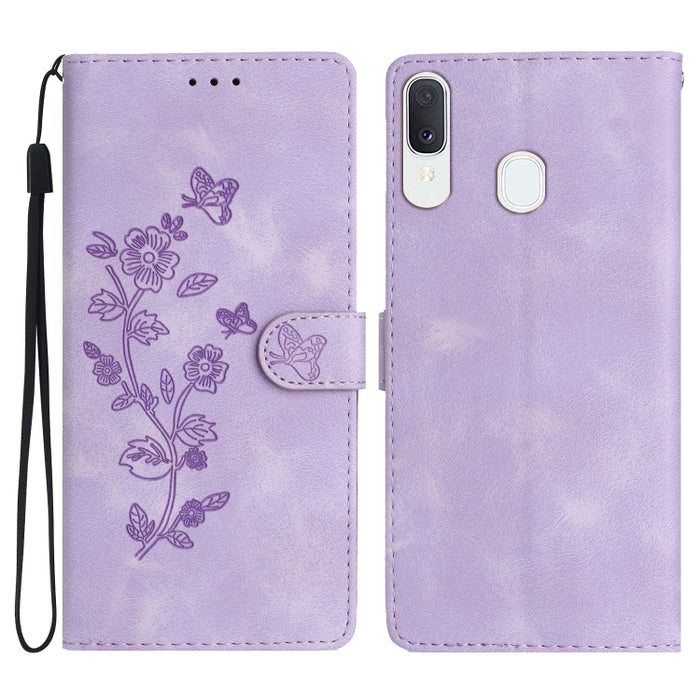 Flower Butterfly Embossing Pattern Leather Phone Case, For Samsung Galaxy Note10, For Samsung Galaxy Note10+, For Samsung Galaxy A20e, For Samsung Galaxy A70, For Samsung Galaxy A40, For Samsung Galaxy A10 / M10, For Samsung Galaxy A20 / A30�����������...