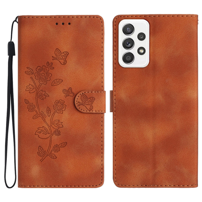 Flower Butterfly Embossing Pattern Leather Phone Case, For Samsung Galaxy A35 5G, For Samsung Galaxy A23 5G, For Samsung Galaxy S24 Ultra 5G, For Samsung Galaxy A25 5G, For Samsung Galaxy A15, For Samsung Galaxy S24+ 5G, For Samsung Galaxy S23 FE 5G   ...