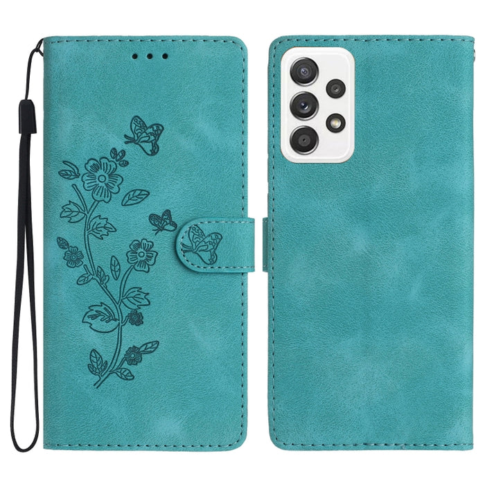 Flower Butterfly Embossing Pattern Leather Phone Case, For Samsung Galaxy A35 5G, For Samsung Galaxy A23 5G, For Samsung Galaxy S24 Ultra 5G, For Samsung Galaxy A25 5G, For Samsung Galaxy A15, For Samsung Galaxy S23 FE 5G, For Samsung Galaxy A05�������...