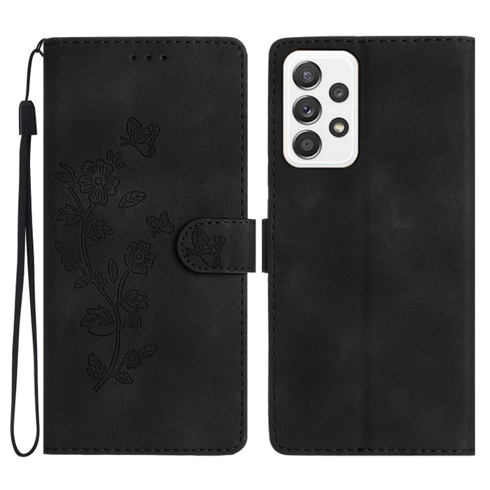 Flower Butterfly Embossing Pattern Leather Phone Case, For Samsung Galaxy A35 5G, For Samsung Galaxy A23 5G, For Samsung Galaxy S24 Ultra 5G, For Samsung Galaxy A25 5G, For Samsung Galaxy A15, For Samsung Galaxy S24+ 5G, For Samsung Galaxy S23 FE 5G   ...