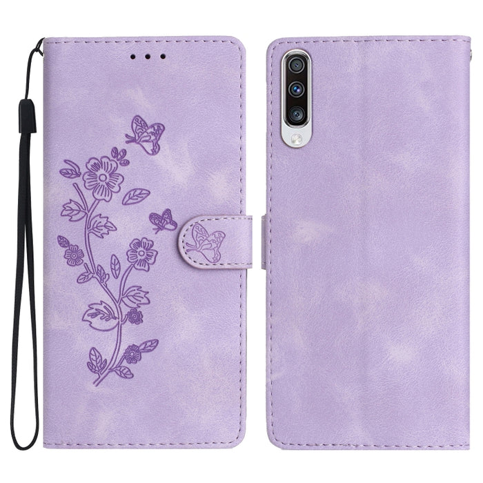 Flower Butterfly Embossing Pattern Leather Phone Case