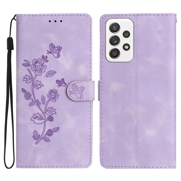 Flower Butterfly Embossing Pattern Leather Phone Case, For Samsung Galaxy A32 4G, For Samsung Galaxy A72 5G, For Samsung Galaxy A52 5G, For Samsung Galaxy S21 5G, For Samsung Galaxy S21+ 5G, For Samsung Galaxy S21 Ultra 5G, For Samsung Galaxy A02s EU��...