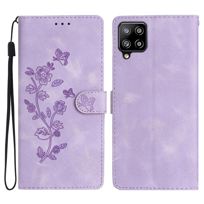 Flower Butterfly Embossing Pattern Leather Phone Case, For Samsung Galaxy S23 5G, For Samsung Galaxy A14 5G, For Samsung Galaxy A04, For Samsung Galaxy A04s, For Samsung Galaxy S20 FE, For Samsung Galaxy M53, For Samsung Galaxy M23                     ...
