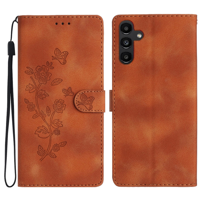 Flower Butterfly Embossing Pattern Leather Phone Case, For Samsung Galaxy A25 5G, For Samsung Galaxy A15, For Samsung Galaxy A35 5G, For Samsung Galaxy A23 5G, For Samsung Galaxy S24 Ultra 5G, For Samsung Galaxy S24+ 5G, For Samsung Galaxy S23 FE 5G   ...