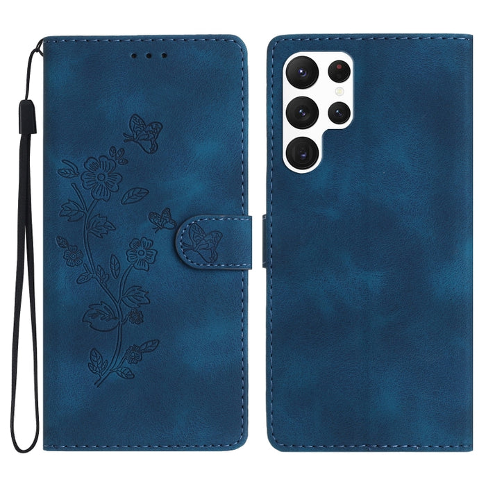 Flower Butterfly Embossing Pattern Leather Phone Case, For Samsung Galaxy A35 5G, For Samsung Galaxy A23 5G, For Samsung Galaxy S24 Ultra 5G, For Samsung Galaxy A25 5G, For Samsung Galaxy A15, For Samsung Galaxy S24+ 5G, For Samsung Galaxy S23 FE 5G   ...