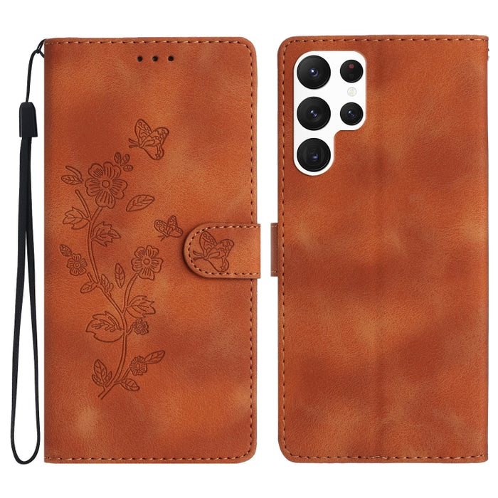 Flower Butterfly Embossing Pattern Leather Phone Case, For Samsung Galaxy A35 5G, For Samsung Galaxy A23 5G, For Samsung Galaxy S24 Ultra 5G, For Samsung Galaxy A25 5G, For Samsung Galaxy A15, For Samsung Galaxy S24+ 5G, For Samsung Galaxy S23 FE 5G   ...