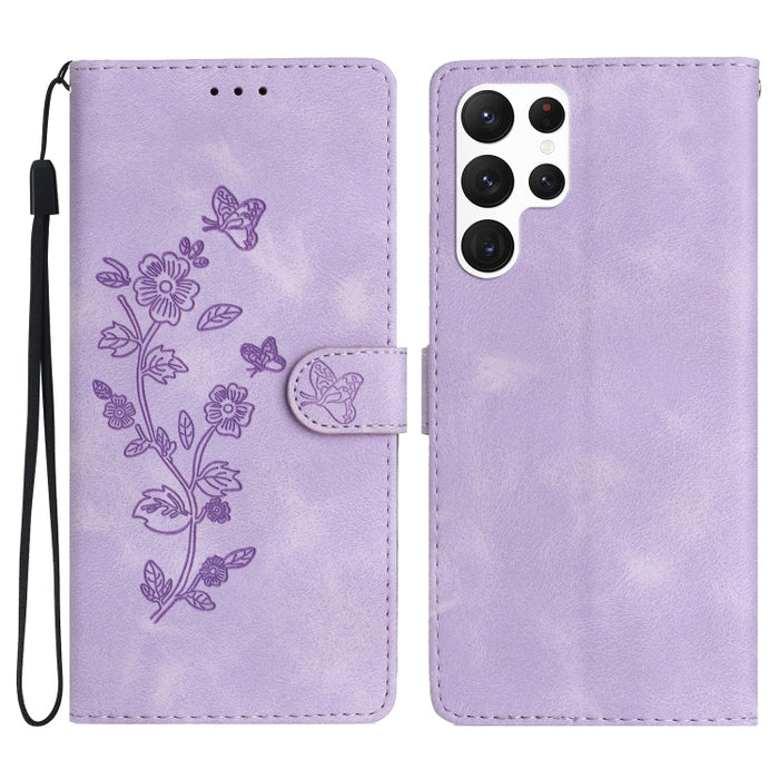 Flower Butterfly Embossing Pattern Leather Phone Case, For Samsung Galaxy S24 Ultra 5G, For Samsung Galaxy A25 5G, For Samsung Galaxy A15, For Samsung Galaxy A35 5G, For Samsung Galaxy A23 5G, For Samsung Galaxy A05, For Samsung Galaxy A04 Core        ...