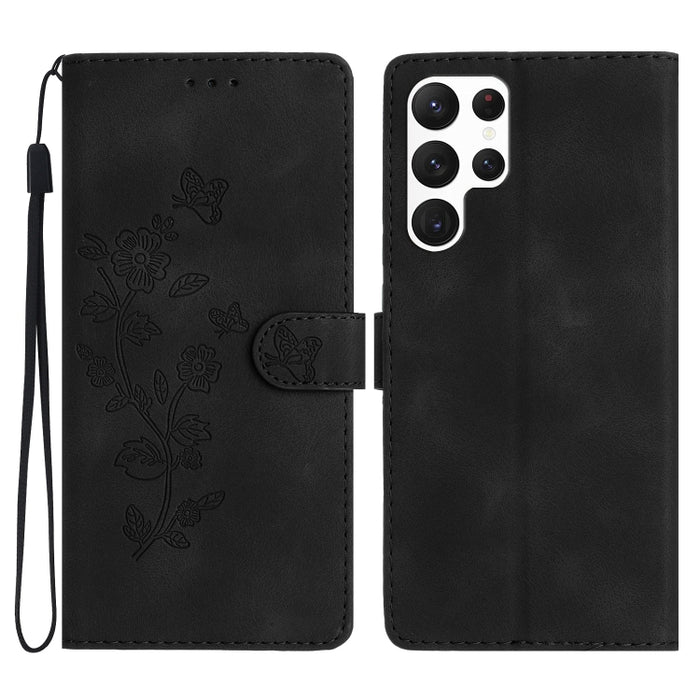 Flower Butterfly Embossing Pattern Leather Phone Case, For Samsung Galaxy S24 Ultra 5G, For Samsung Galaxy A25 5G, For Samsung Galaxy A15, For Samsung Galaxy A35 5G, For Samsung Galaxy A23 5G, For Samsung Galaxy A05, For Samsung Galaxy A04 Core        ...