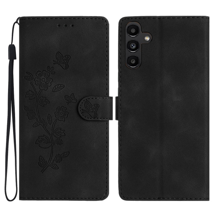 Flower Butterfly Embossing Pattern Leather Phone Case, For Samsung Galaxy A15, For Samsung Galaxy A35 5G, For Samsung Galaxy A23 5G, For Samsung Galaxy S24 Ultra 5G, For Samsung Galaxy A25 5G, For Samsung Galaxy S24+ 5G, For Samsung Galaxy S23 FE 5G   ...