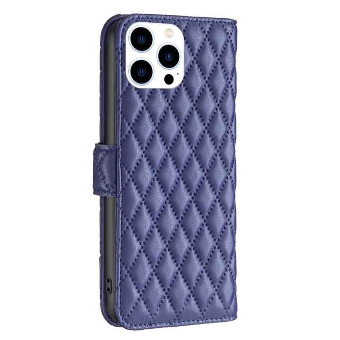 For iPhone 16 Pro Diamond Lattice Wallet Flip Leather Phone Case(Blue)