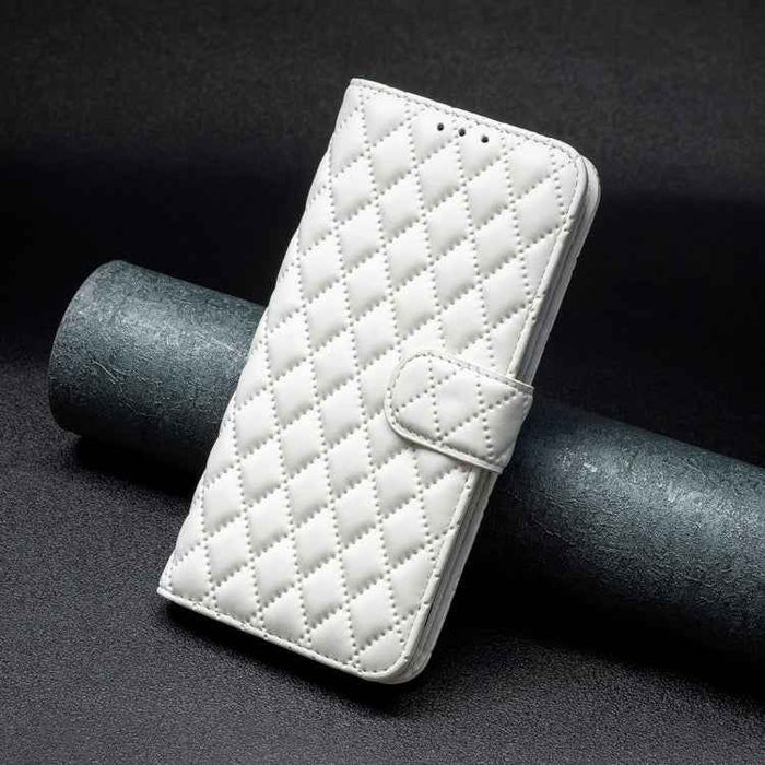 For iPhone 16 Pro Diamond Lattice Wallet Flip Leather Phone Case(White)