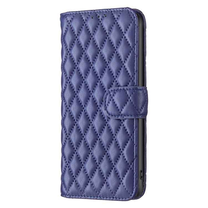 For iPhone 16 Diamond Lattice Wallet Flip Leather Phone Case(Blue)