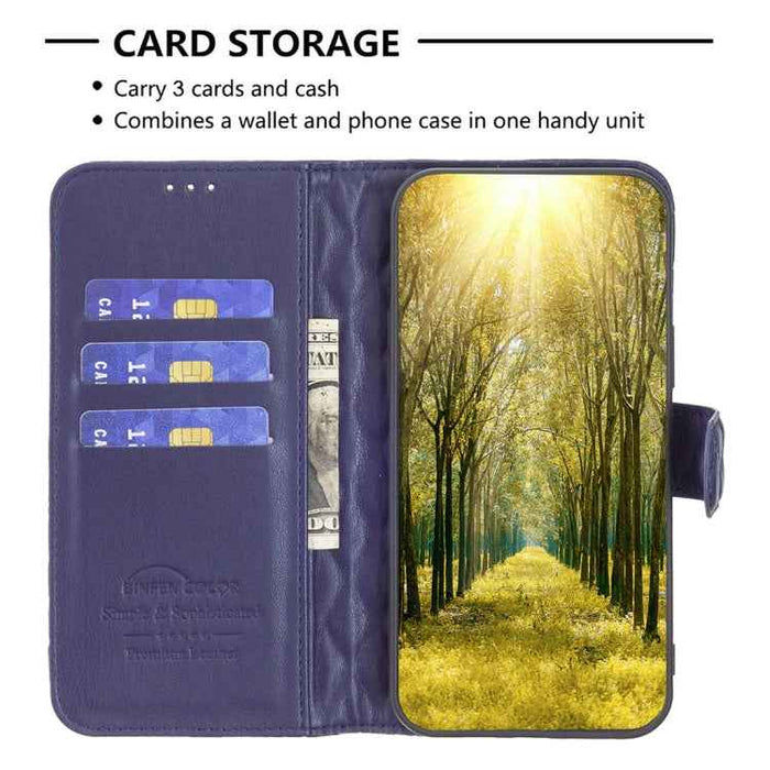 For iPhone 16 Diamond Lattice Wallet Flip Leather Phone Case(Blue)
