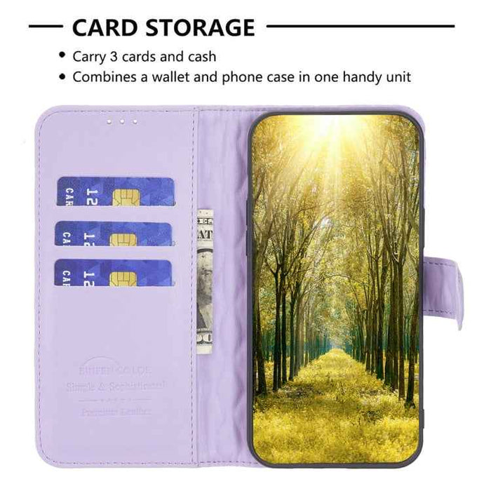 For iPhone 16 Diamond Lattice Wallet Flip Leather Phone Case(Purple)
