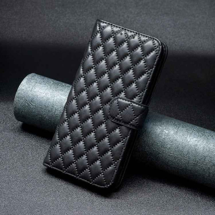 For iPhone 16 Plus Diamond Lattice Wallet Flip Leather Phone Case(Black)