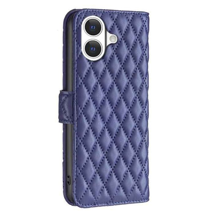 For iPhone 17 Diamond Lattice Wallet Flip Leather Phone Case(Blue)