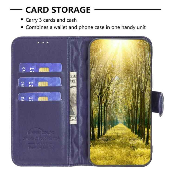 For iPhone 17 Diamond Lattice Wallet Flip Leather Phone Case(Blue)