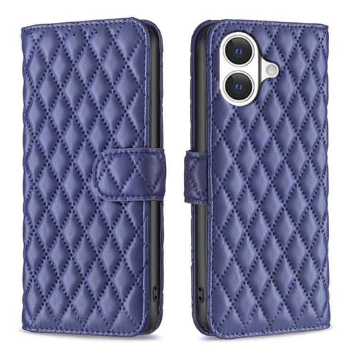 For iPhone 17 Diamond Lattice Wallet Flip Leather Phone Case(Blue)