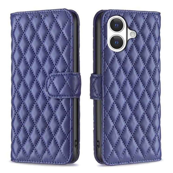For iPhone 17 Diamond Lattice Wallet Flip Leather Phone Case(Blue)