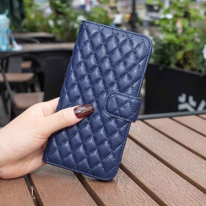 For iPhone 17 Diamond Lattice Wallet Flip Leather Phone Case(Blue)