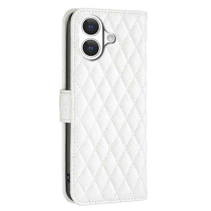For iPhone 17 Diamond Lattice Wallet Flip Leather Phone Case(White)