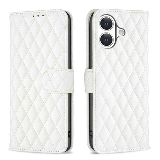 For iPhone 17 Diamond Lattice Wallet Flip Leather Phone Case(White)