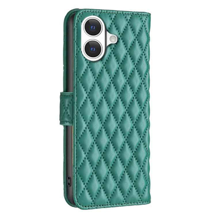 For iPhone 17 Diamond Lattice Wallet Flip Leather Phone Case(Green)