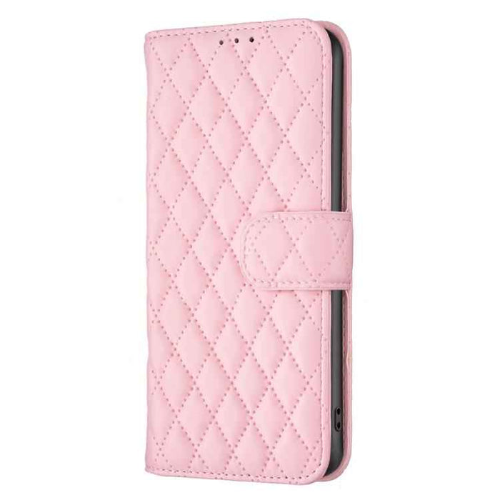 For iPhone 17 Diamond Lattice Wallet Flip Leather Phone Case(Pink)