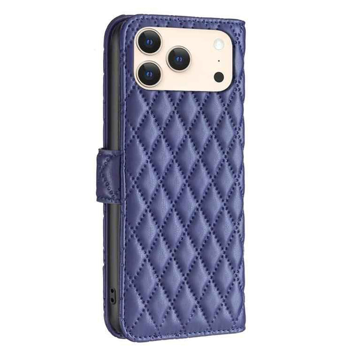For iPhone 17 Pro Diamond Lattice Wallet Flip Leather Phone Case(Blue)