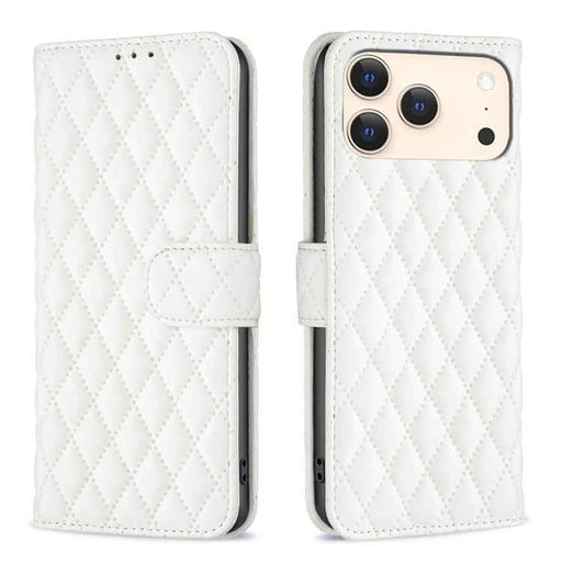 For iPhone 17 Pro Diamond Lattice Wallet Flip Leather Phone Case(White)