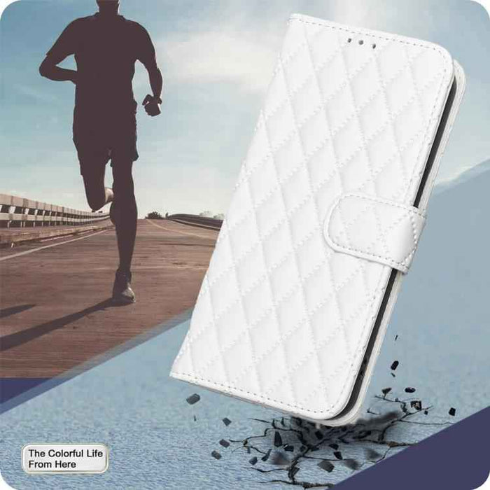 For iPhone 17 Pro Diamond Lattice Wallet Flip Leather Phone Case(White)