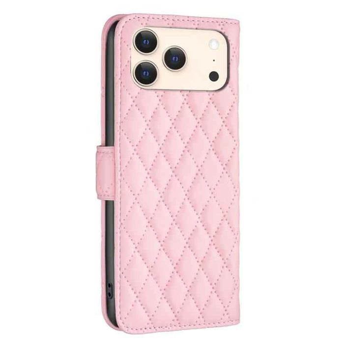 For iPhone 17 Pro Diamond Lattice Wallet Flip Leather Phone Case(Pink)