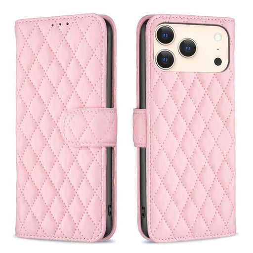For iPhone 17 Pro Diamond Lattice Wallet Flip Leather Phone Case(Pink)