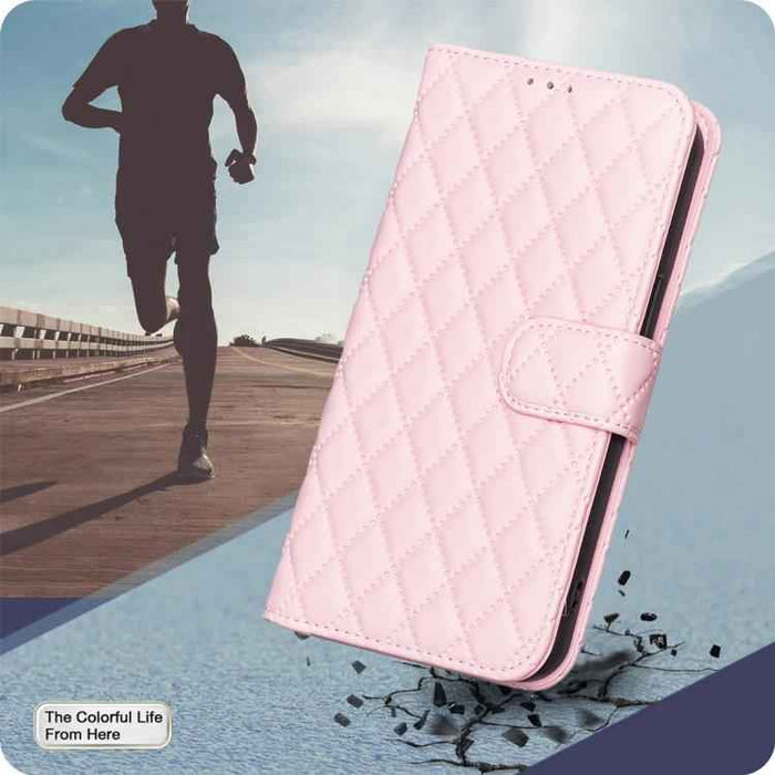 For iPhone 17 Pro Diamond Lattice Wallet Flip Leather Phone Case(Pink)