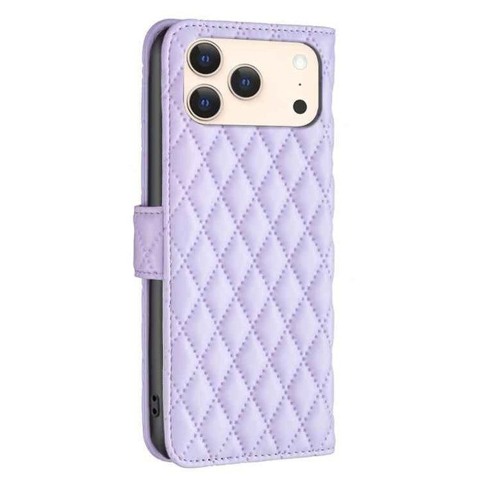 For iPhone 17 Pro Diamond Lattice Wallet Flip Leather Phone Case(Purple)
