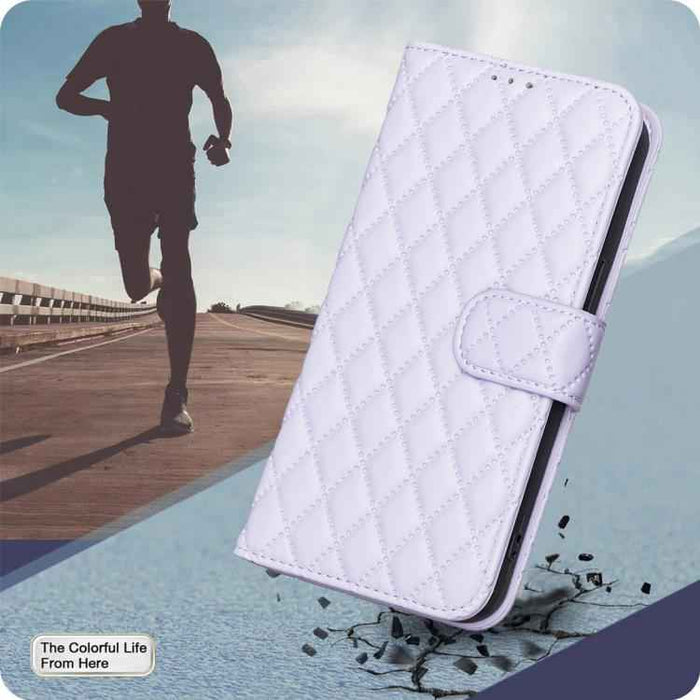 For iPhone 17 Pro Diamond Lattice Wallet Flip Leather Phone Case(Purple)