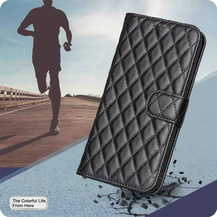 For iPhone 17 Pro Diamond Lattice Wallet Flip Leather Phone Case(Black)