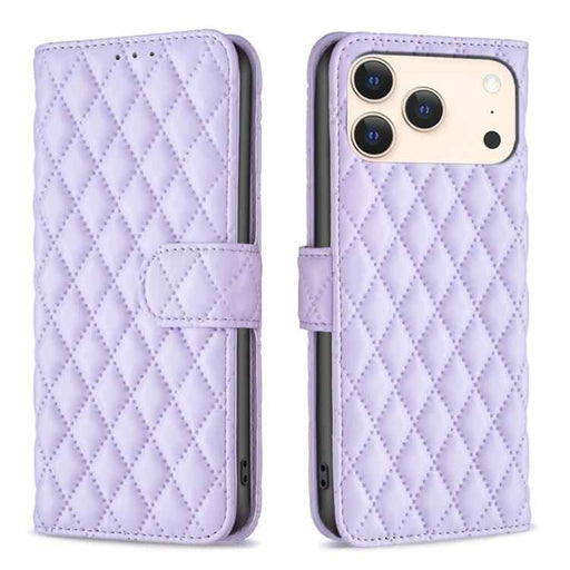For iPhone 17 Pro Max Diamond Lattice Wallet Flip Leather Phone Case(Purple)