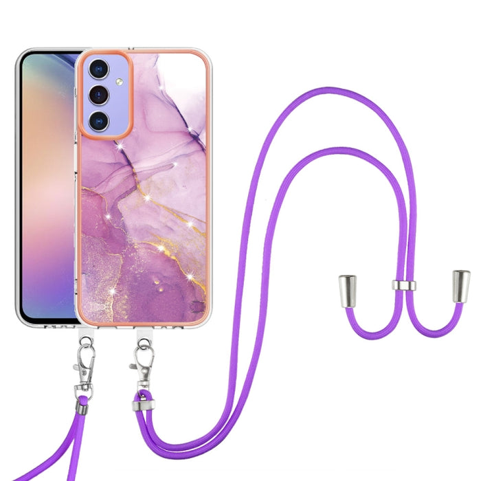 Electroplating Marble Dual-side IMD Phone Case with Lanyard