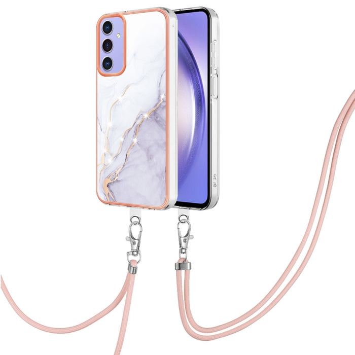 Electroplating Marble Dual-side IMD Phone Case with Lanyard
